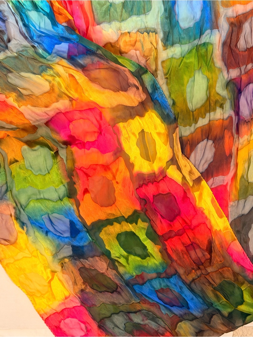 Multicolor Vibrant Silk-Feel Scarf for Home Accents - Picture 3 of 3